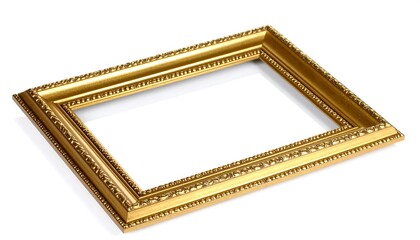 Obraz premium Gold picture frame on white background (1)