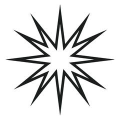 Obraz premium Vector art of a sharp black starburst shape with many points, isolated on white background