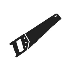 Black silhouette handsaw vector illustration carpentry tool woodworking equipment diy craft gear isolated eps graphic