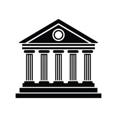 Obraz premium Classical bank building facade vector illustration government architecture financial institution icon