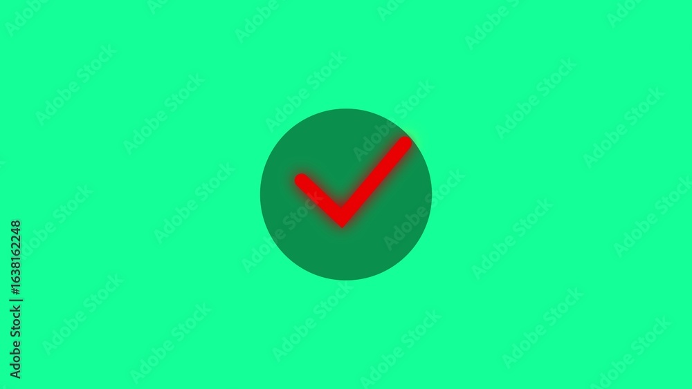 Poster green background with dark green circle and red check mark symbol centered image