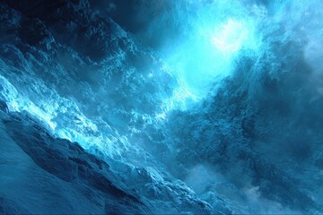 Fototapeta premium Frozen, luminous cave interior