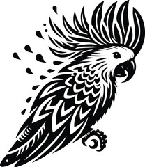 Obraz premium Stylized Black and White Cockatoo Bird Design