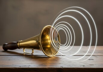 The Lasting Impact of a Teacher's Words - A Megaphone with Emanating Rings of Light