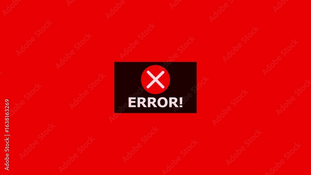Fototapete red background with black rectangle error message and red x symbol warning alert