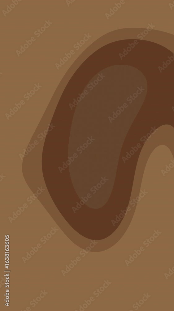 Poster abstract backdrop with an hour glass shape made up of brown tone layers, and a dark brown squared pa
