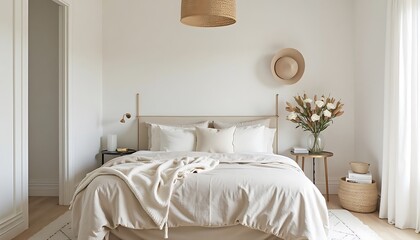 Cozy Bedroom Interior with Neutral Tones and Natural Light