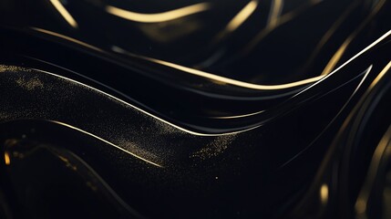Elegant Black and Gold Abstract Flowing Pattern Background with Dynamic Curves