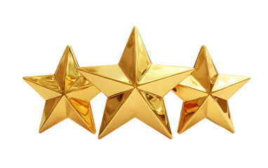 Obraz premium 3 stars, golden color, front view isolated on transparent background