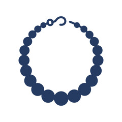 Elegant dark blue pearl necklace vector illustration classic jewelry design fashion accessory icon