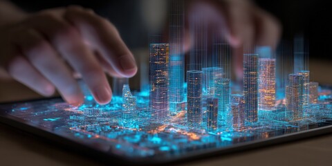 Digital Cityscape Visualization on Tablet: Futuristic Urban Planning and Design Interface for Smart City Development
