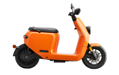 An orange electric scooter isolated on transparent background 
