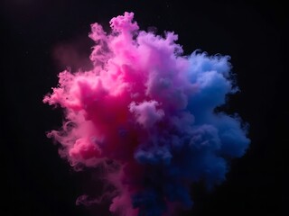 Fototapeta premium Vibrant pink and blue smoke explosion against a dark background