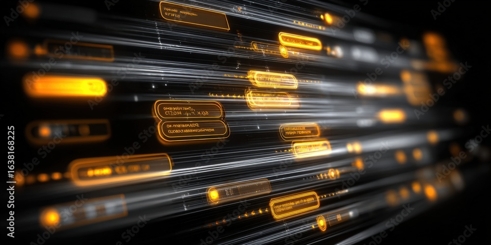 Poster abstract futuristic technology background with glowing lines and data displays for digital innovatio