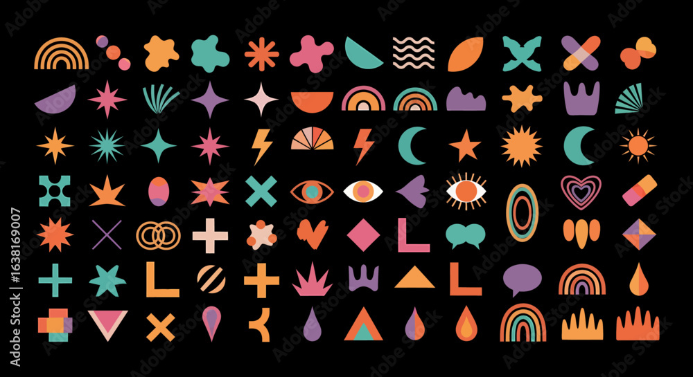 Poster flat vector abstract shapes graphic elements collection colorful