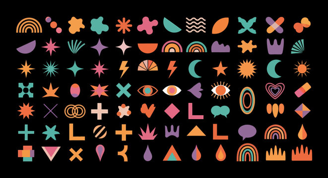Flat vector abstract shapes graphic elements collection colorful