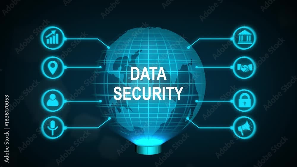 Poster cyber security data protection business technology privacy concept , new business concept tee icon a