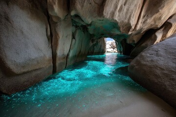 Turquoise cave opening to ocean