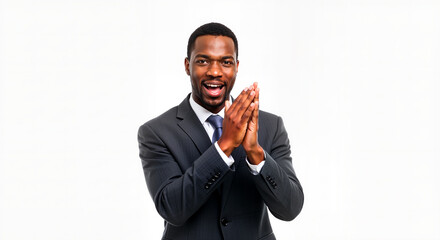 Excited Black Businessman Celebrating Success in a Modern Office Environment