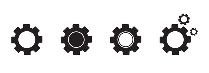 A set of gears. Silhouette of black gear icons.Vector illustration.