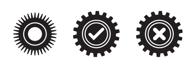 Gears icons vector pack.Settings gear icon Thin line illustration set vector