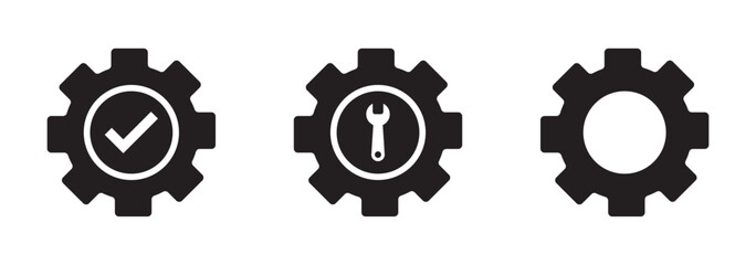 Gears icons vector pack.Settings gear icon Thin line illustration set vector