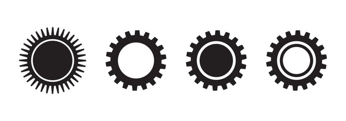 Gear and tools line icon set - minimal maintenance, settings, repair symbols