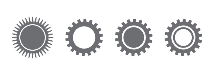 Gear and tools line icon set - minimal maintenance, settings, repair symbols