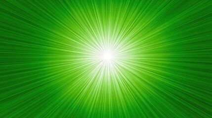 Abstract green gradient with light rays spreading outward from the center