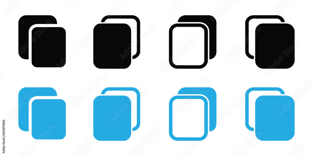 Poster modern app icons in black and blue for design or user interface concepts