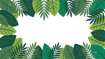 Jungle Botanical Border with Exotic Foliage Illustration