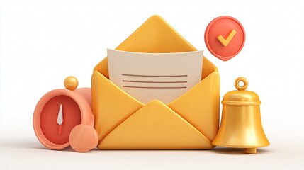 Professional 3D Envelopes with Send Letters, Mail Notification Concept