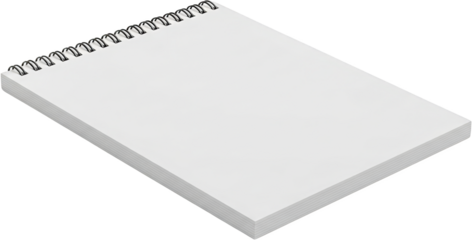 White Blank Spiral Bound Notebook Viewed From An Angled Perspective Transparent Background Ready To Isolate Transparent Background