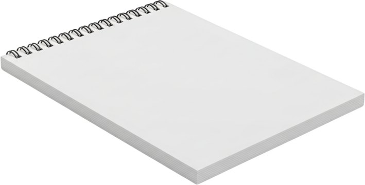 White Blank Spiral Bound Notebook Viewed From An Angled Perspective Transparent Background Ready To Isolate Transparent Background - Powered by Adobe