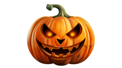 Eerily glowing Jack-o'-lantern with menacing grin for Halloween spooky season designs, add a touch of frightful fun to your projects with this classic symbol