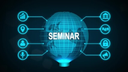 internet and network concept Webinar e-learning ,new business concept ,tee icon attached around the map features the concept of network and technology confirmed. the map is rotating ,specify all icons