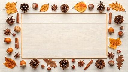 Autumn Themed Objects Arranged Symmetrically Around a Center
