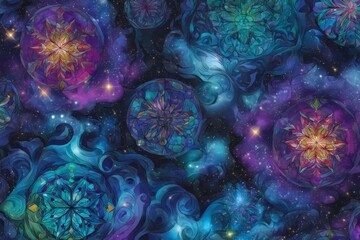 Cosmic Floral Pattern Background Design
