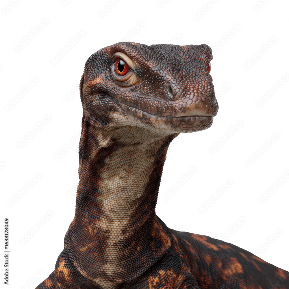 Poster detailed close-up of a realistic reptile with striking features and unique patterns on its scaled sk