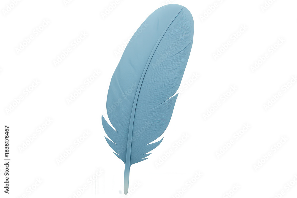 Aufkleber 3d rendering of a light blue feather floating on a transparent background, perfect for graphic desig