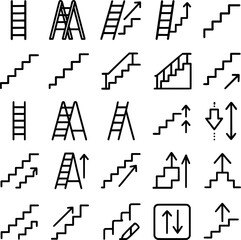 Elevation ladder and stair step icon collection