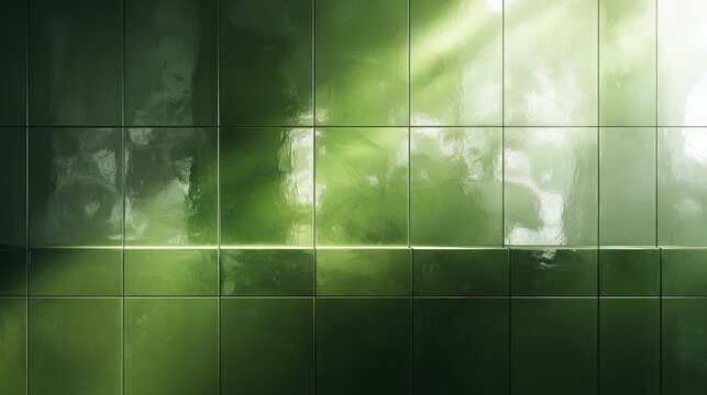 Smooth glossy green tile surface reflecting light in subtle patterns