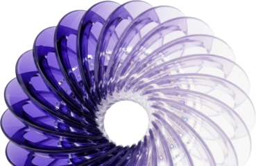 Swirling glass vortex with gradient purple to clear hues featuring intricate detailing and a central void transparent background