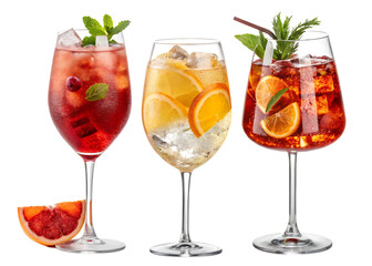 negroni aperol spritz gin tonic red white sangr isolationd on background white