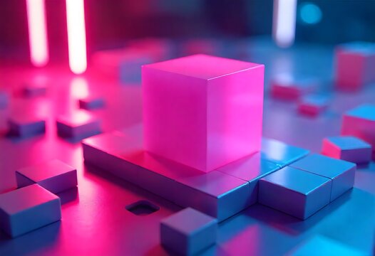 Vibrant abstract data visualization with geometric shapes, ideal for modern analytics, business presentations, corporate infographics, technology concepts, and professional digital design templates. - Powered by Adobe