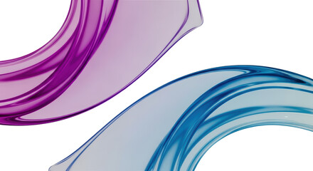 Swirling purple and blue abstract shapes with smooth gradients and flowing lines on black curve design transparent background