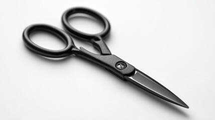Matte black grooming scissors placed flat on a clean white surface with soft shadows