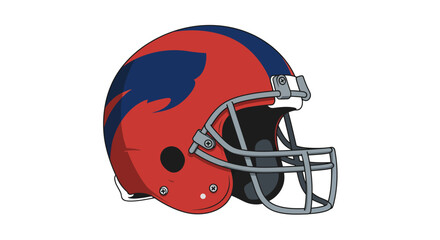 Fototapeta premium Detailed Side View of a Red and Blue Football Helmet Design