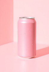 Aluminum Can Mockup in Pink with Minimalist Design