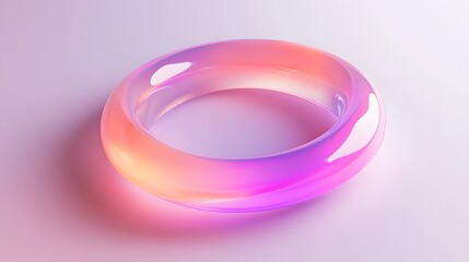 3D render of a translucent, glowing ring with subtle highlights and a soft shadow.